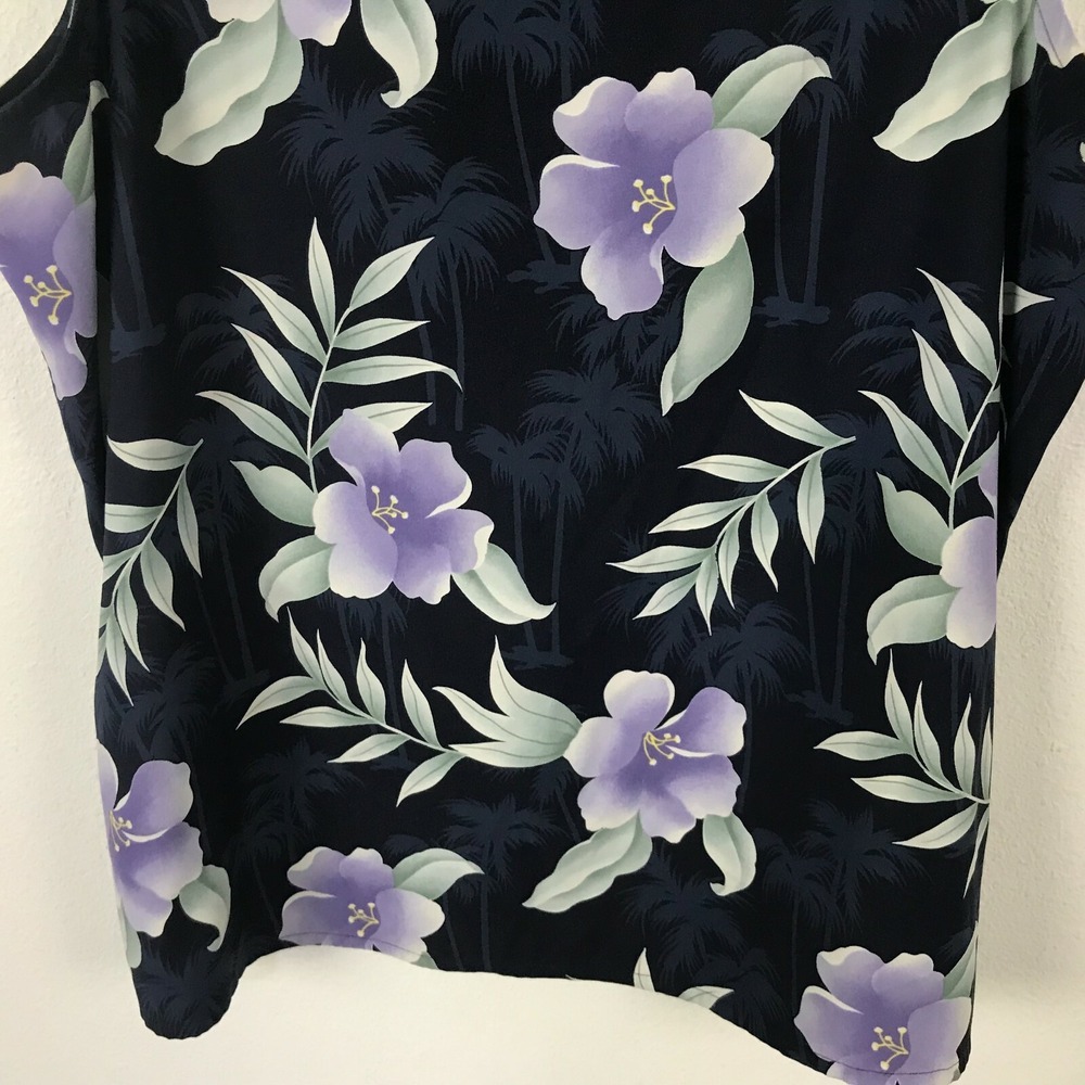 Allison Daley Hawaiian Shirt Blouse Size 16 Multicolor Floral Sleeveless - Picture 5 of 7